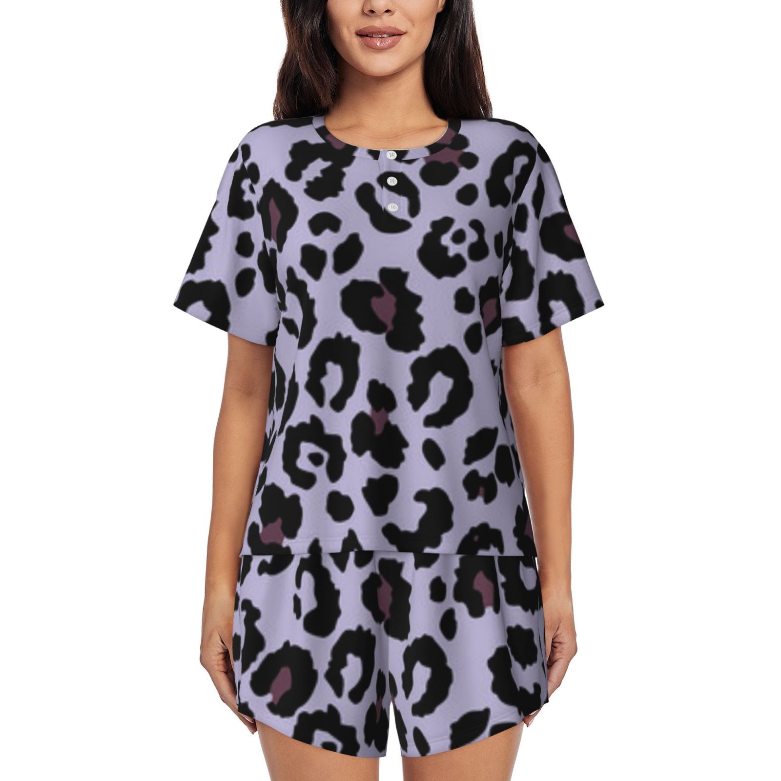 Women's round neck short sleeve pajama set