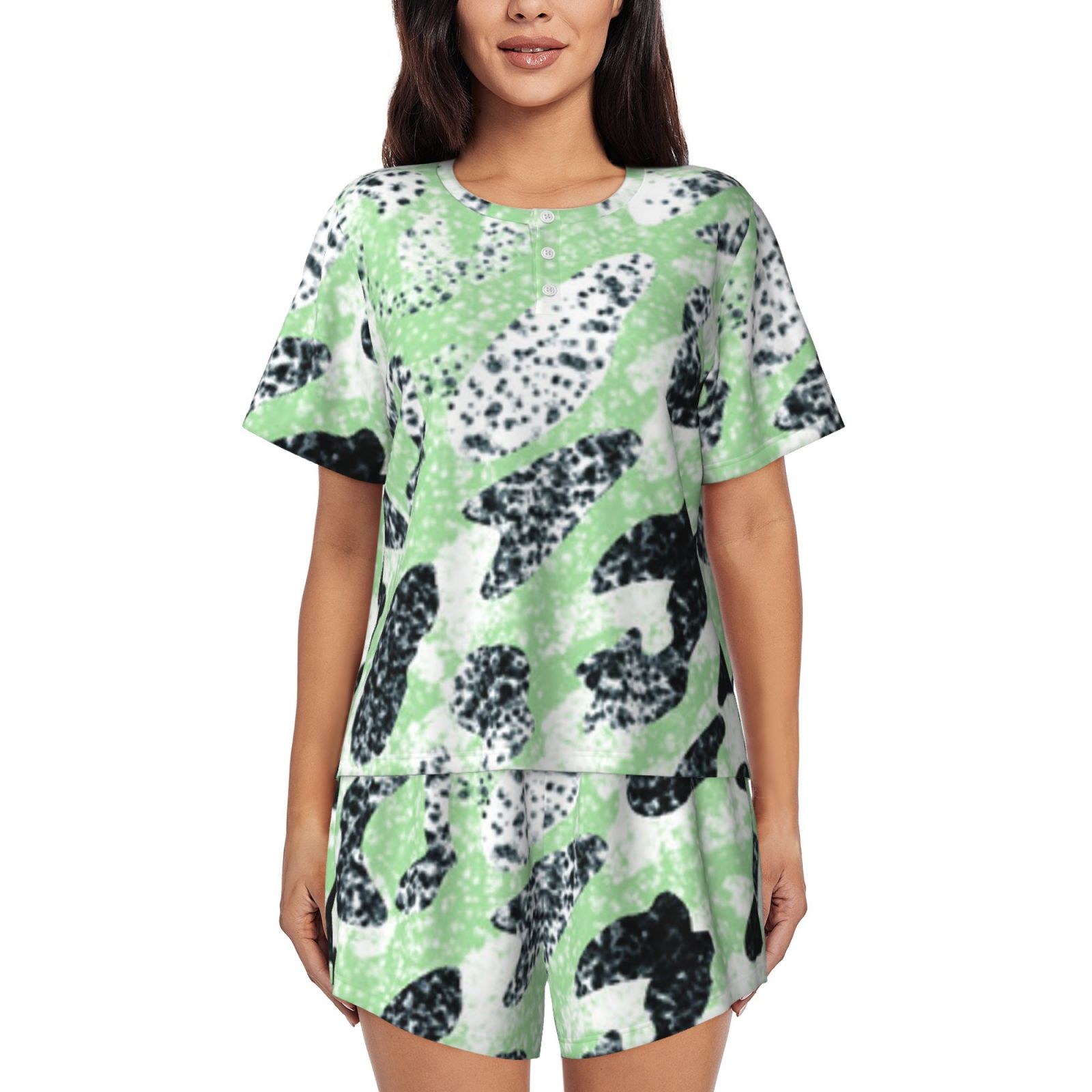 Women's round neck short sleeve pajama set