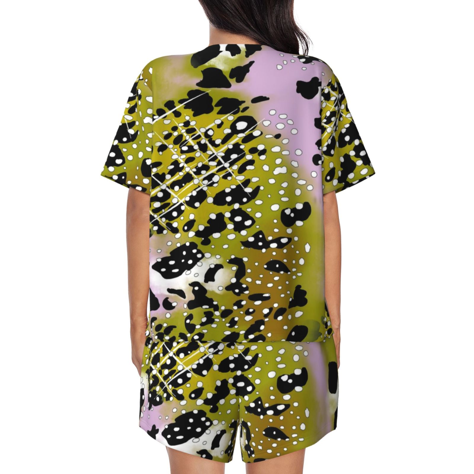 Women's round neck short sleeve pajama set