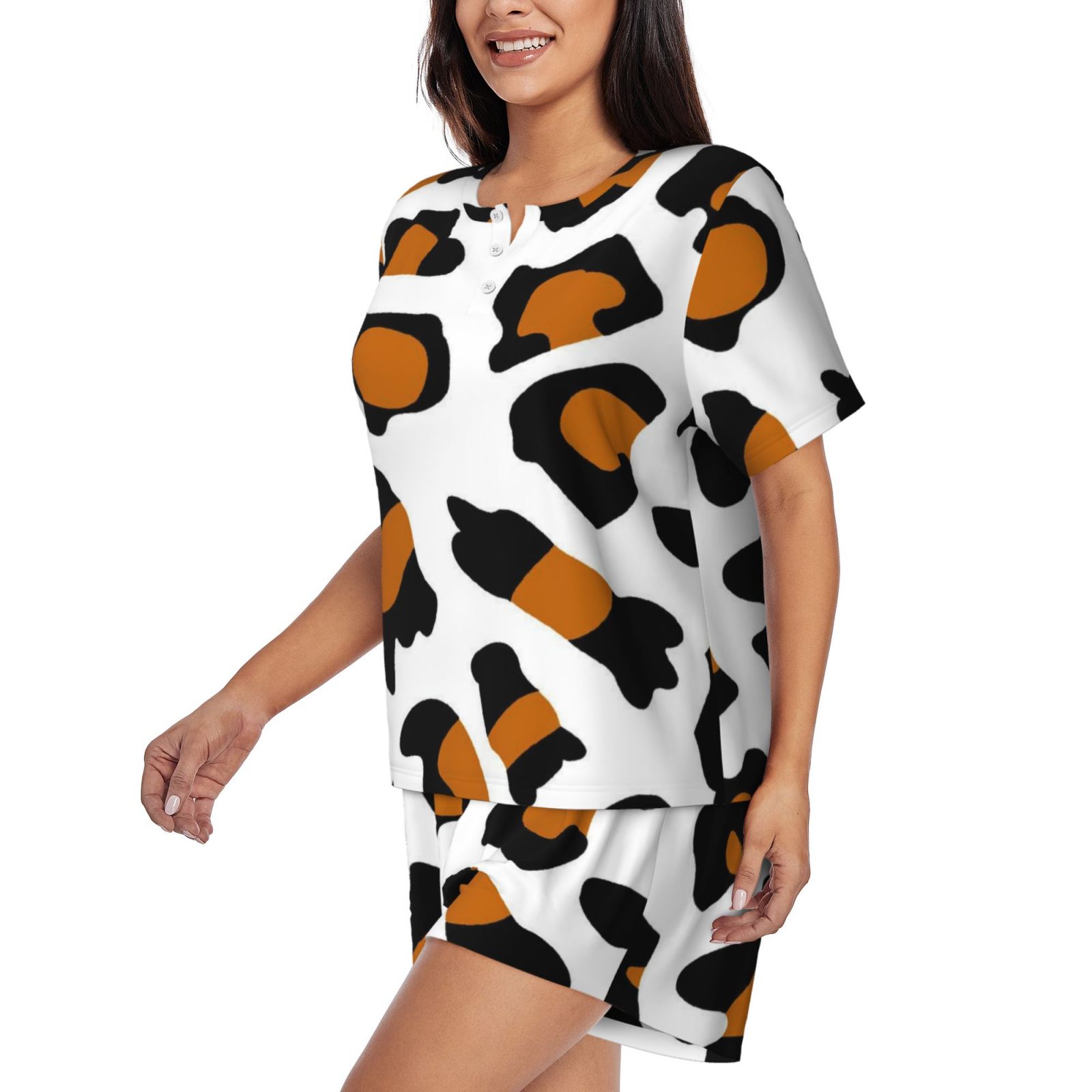 Women's round neck short sleeve pajama set