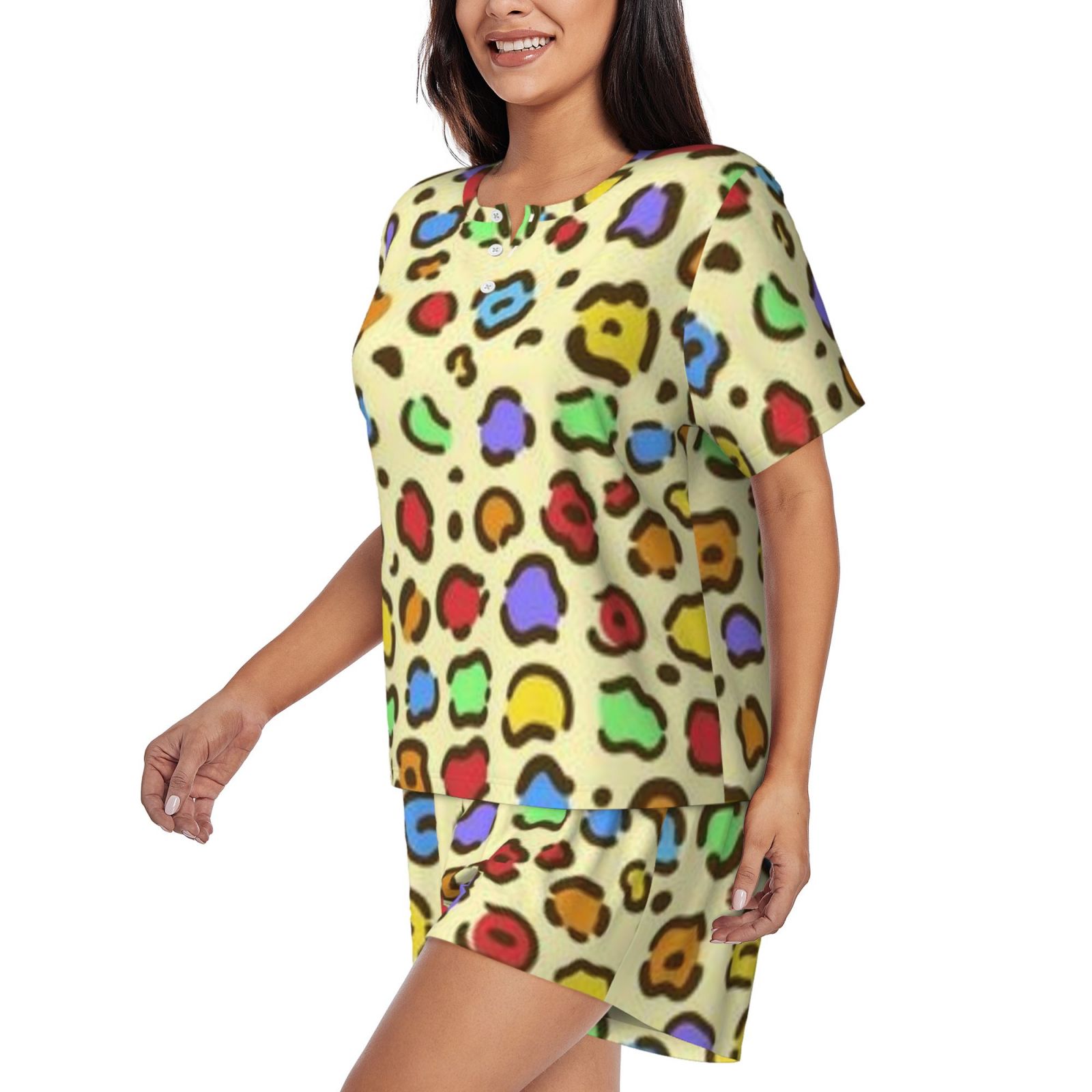Women's round neck short sleeve pajama set