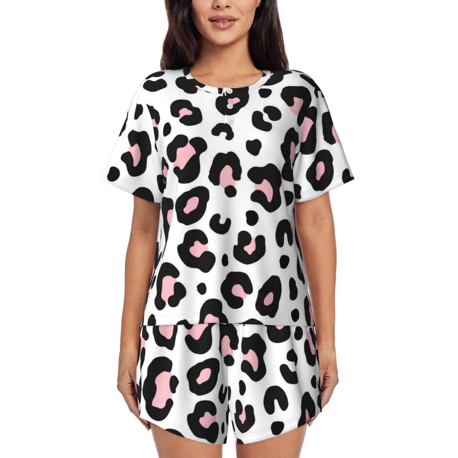 Women's round neck short sleeve pajama set