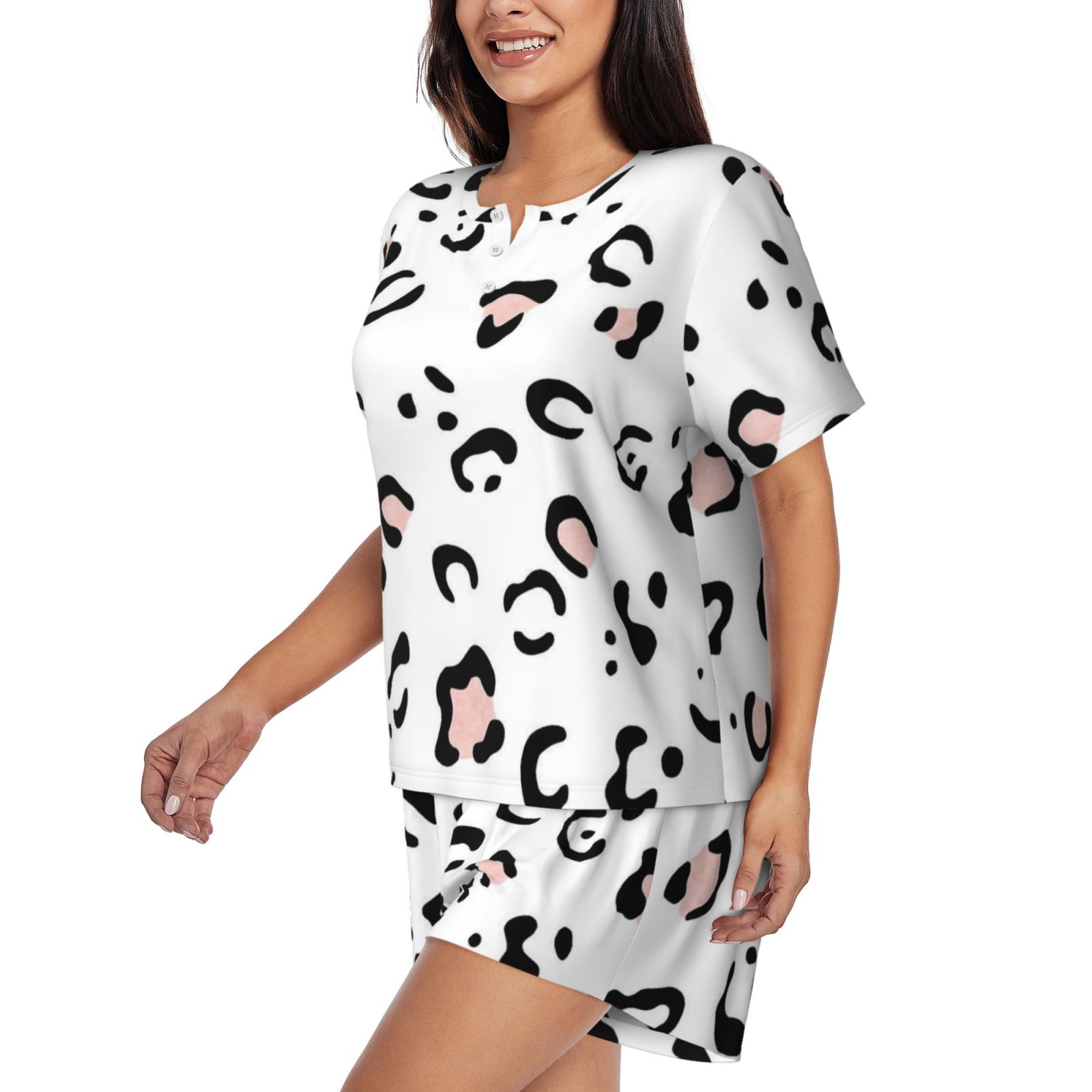 Women's round neck short sleeve pajama set