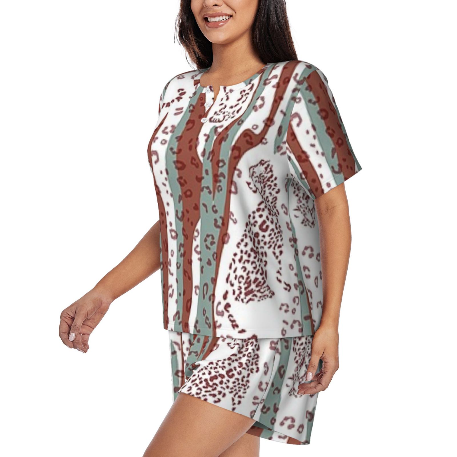 Women's round neck short sleeve pajama set
