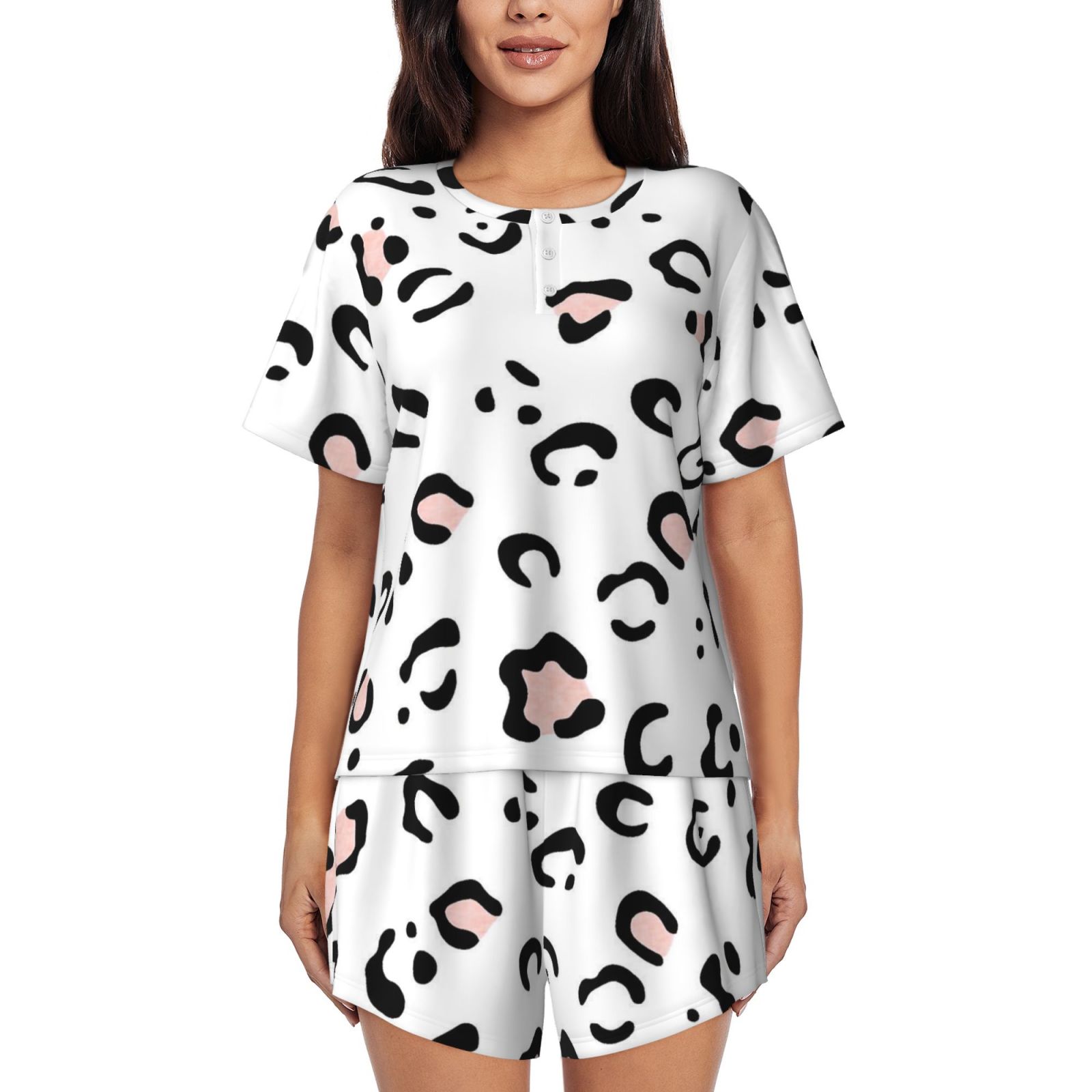 Women's round neck short sleeve pajama set