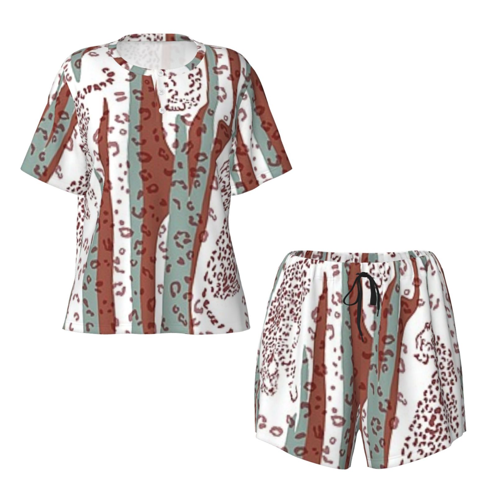Women's round neck short sleeve pajama set