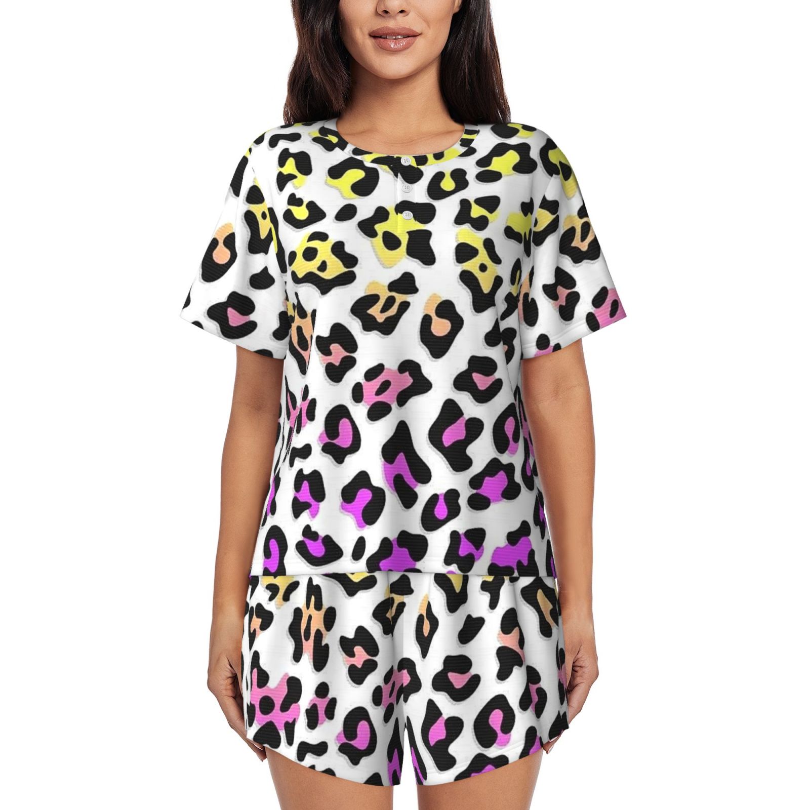 Women's round neck short sleeve pajama set