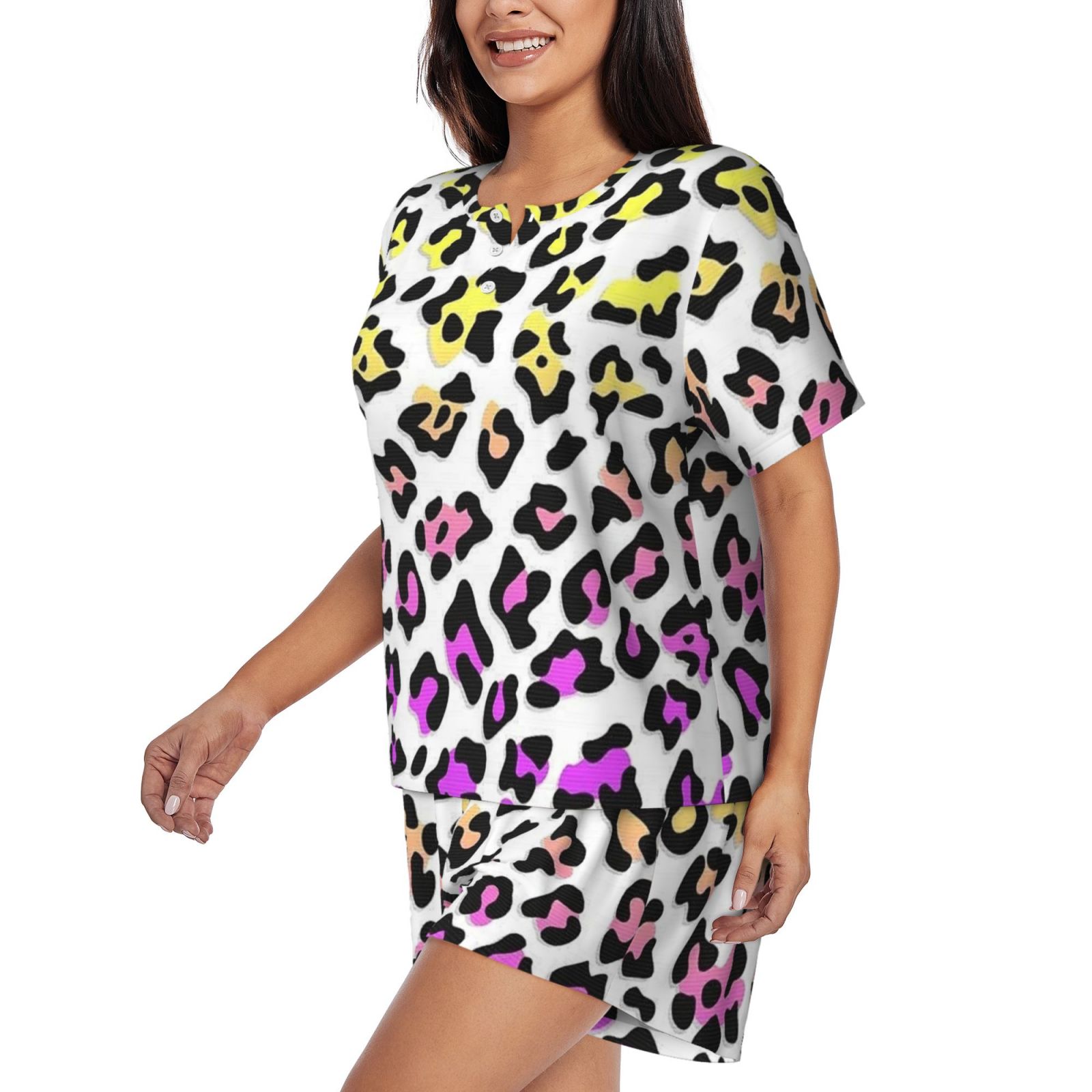 Women's round neck short sleeve pajama set