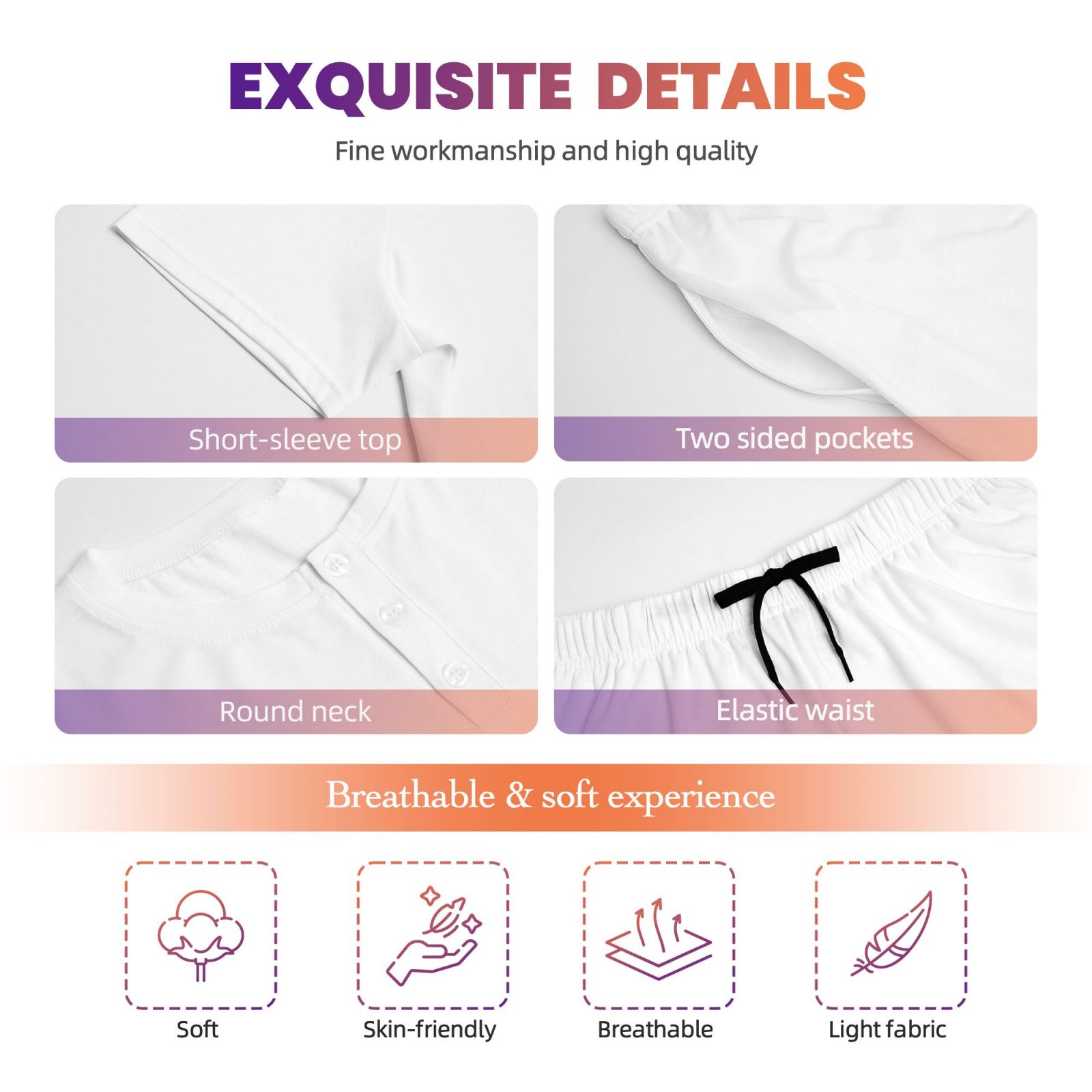 Women's round neck short sleeve pajama set