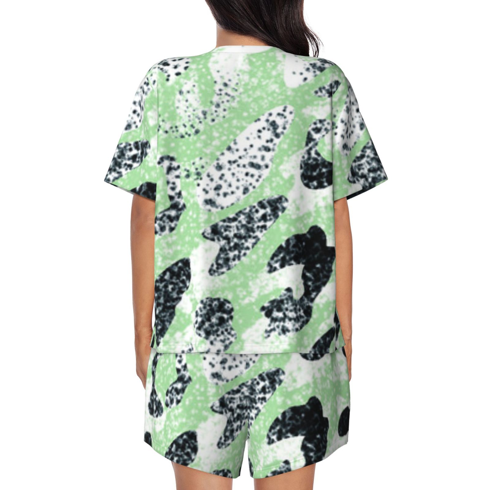 Women's round neck short sleeve pajama set