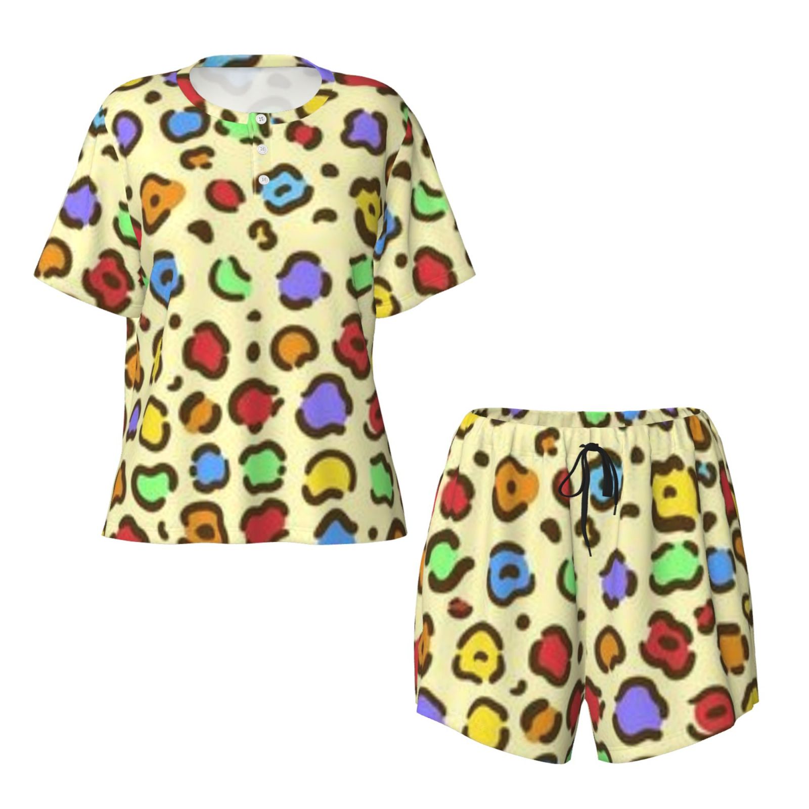 Women's round neck short sleeve pajama set