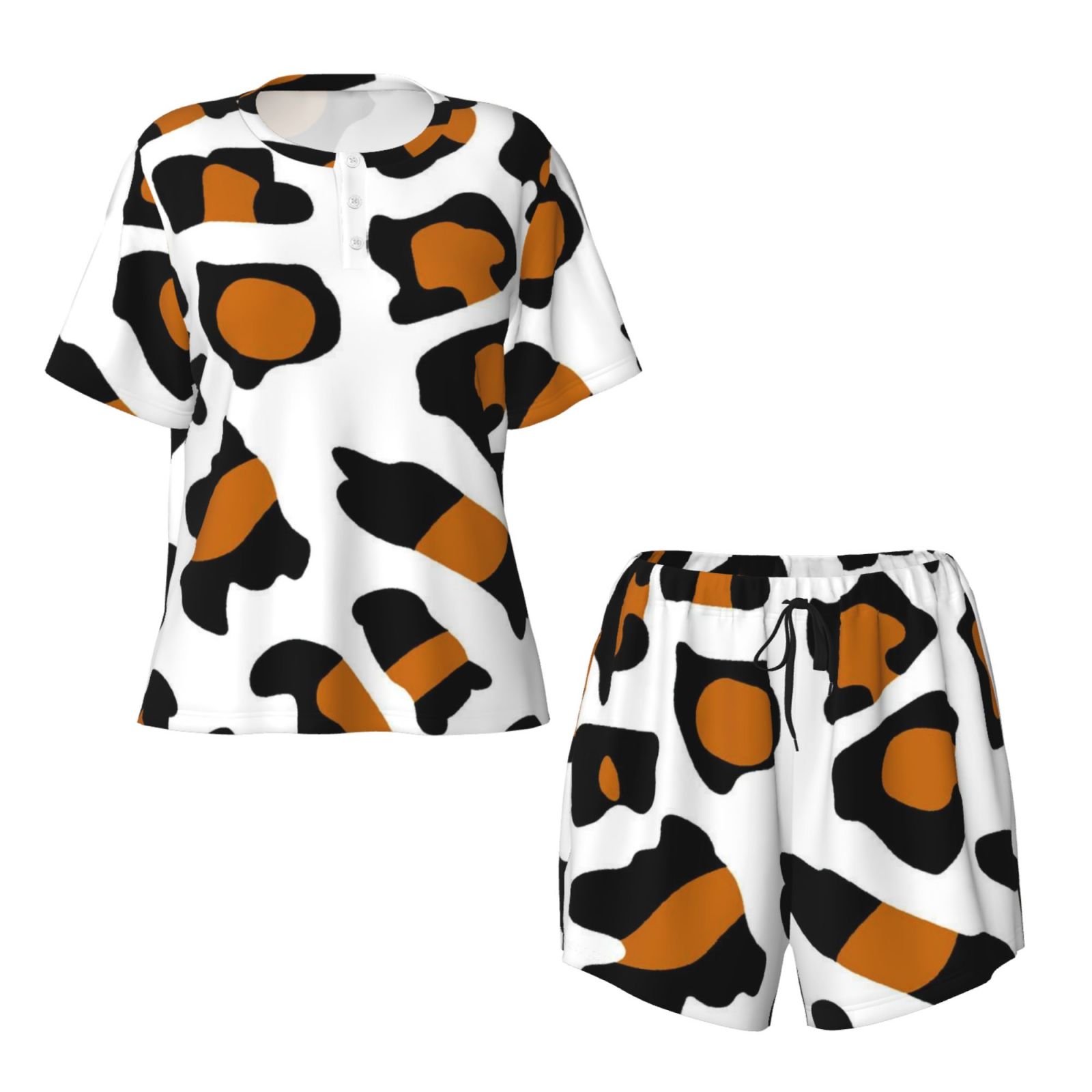 Women's round neck short sleeve pajama set