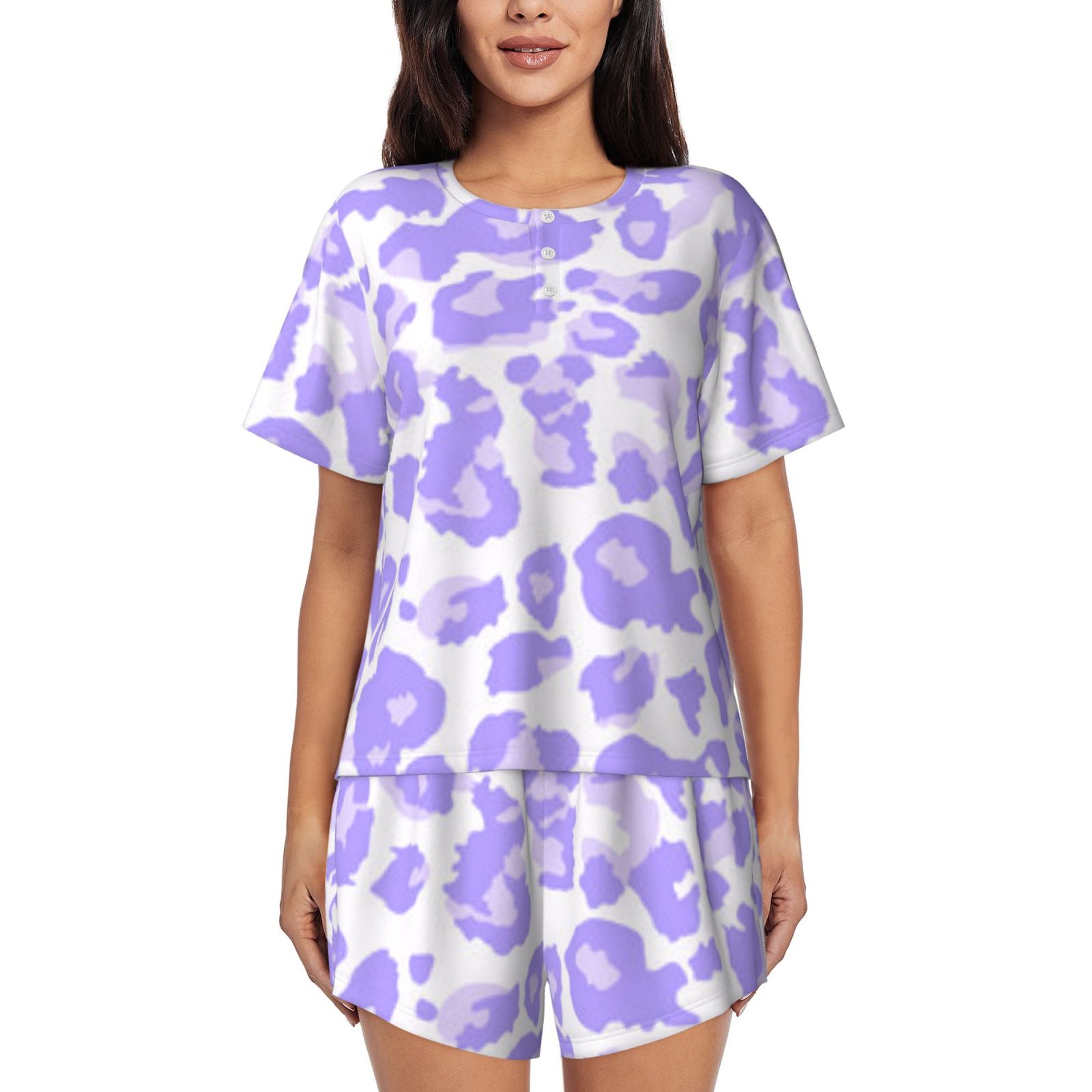 Women's round neck short sleeve pajama set