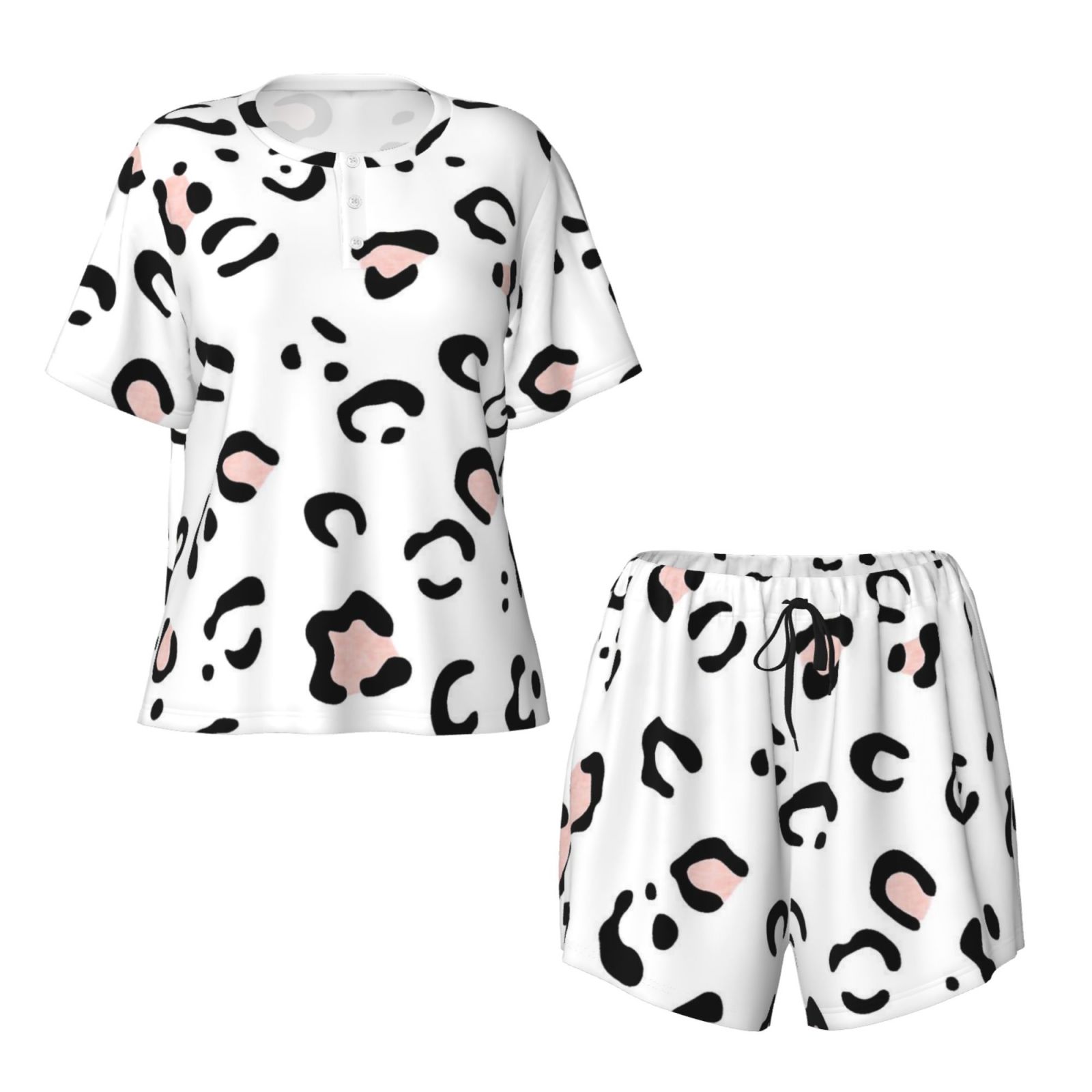 Women's round neck short sleeve pajama set
