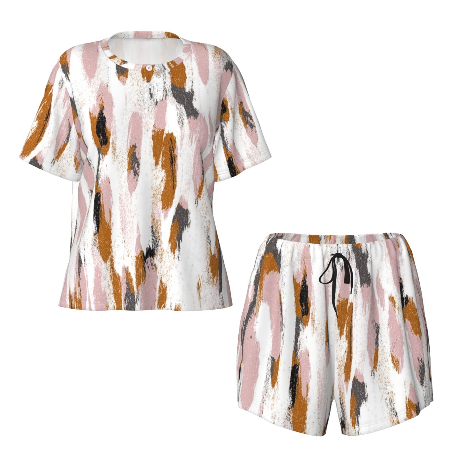 Women's round neck short sleeve pajama set