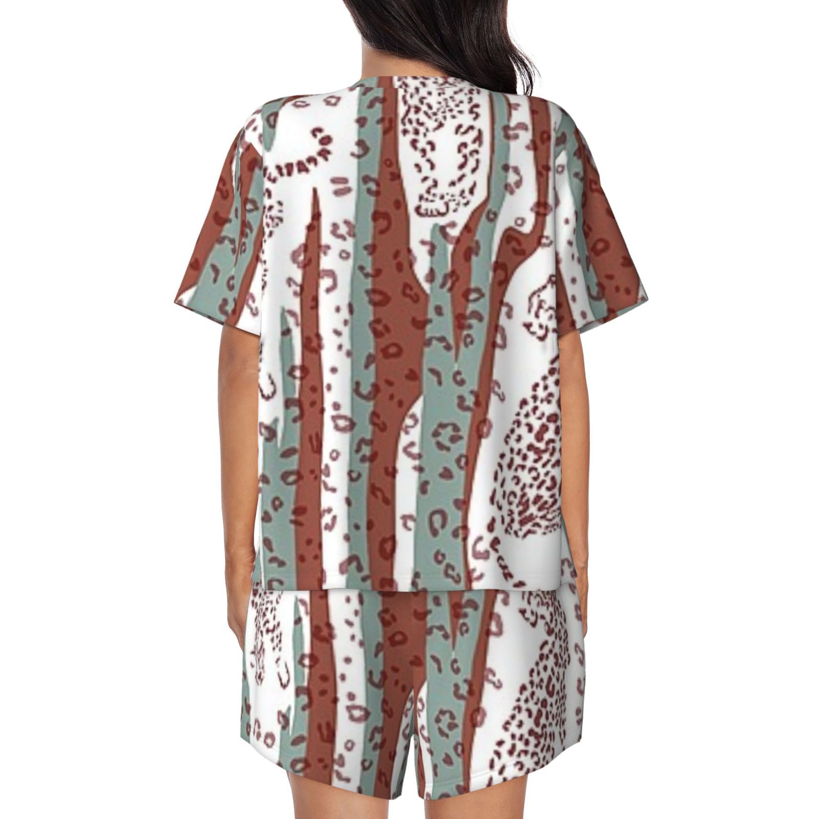 Women's round neck short sleeve pajama set