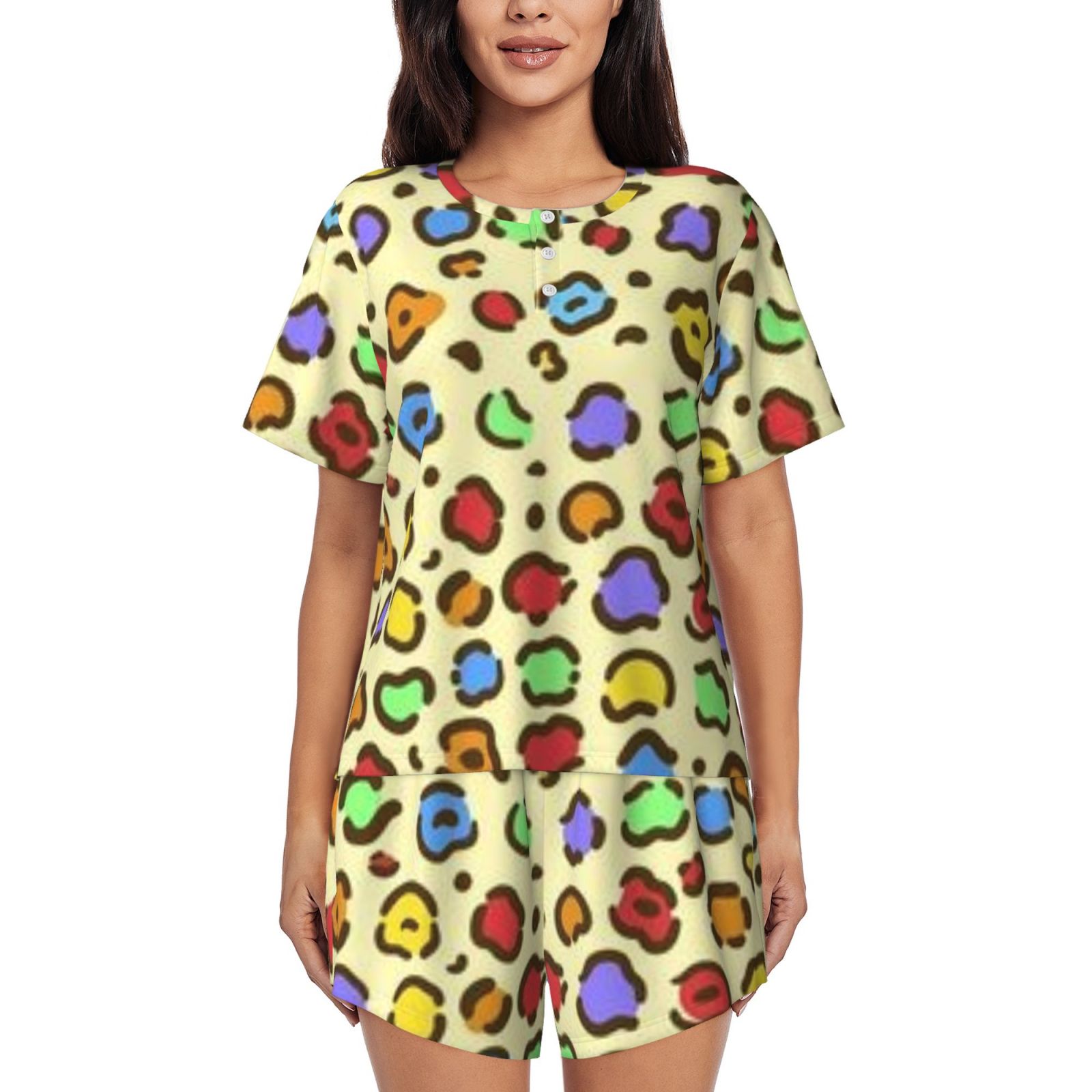 Women's round neck short sleeve pajama set