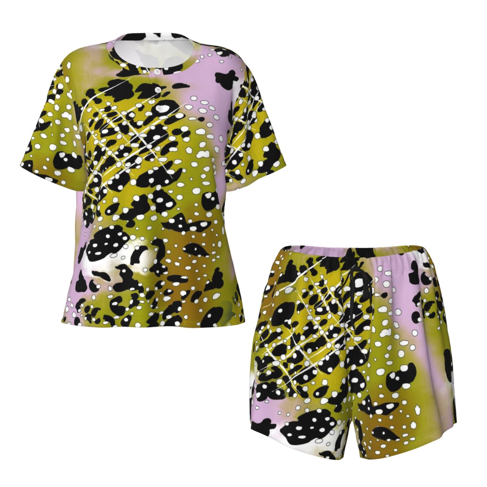 Women's round neck short sleeve pajama set