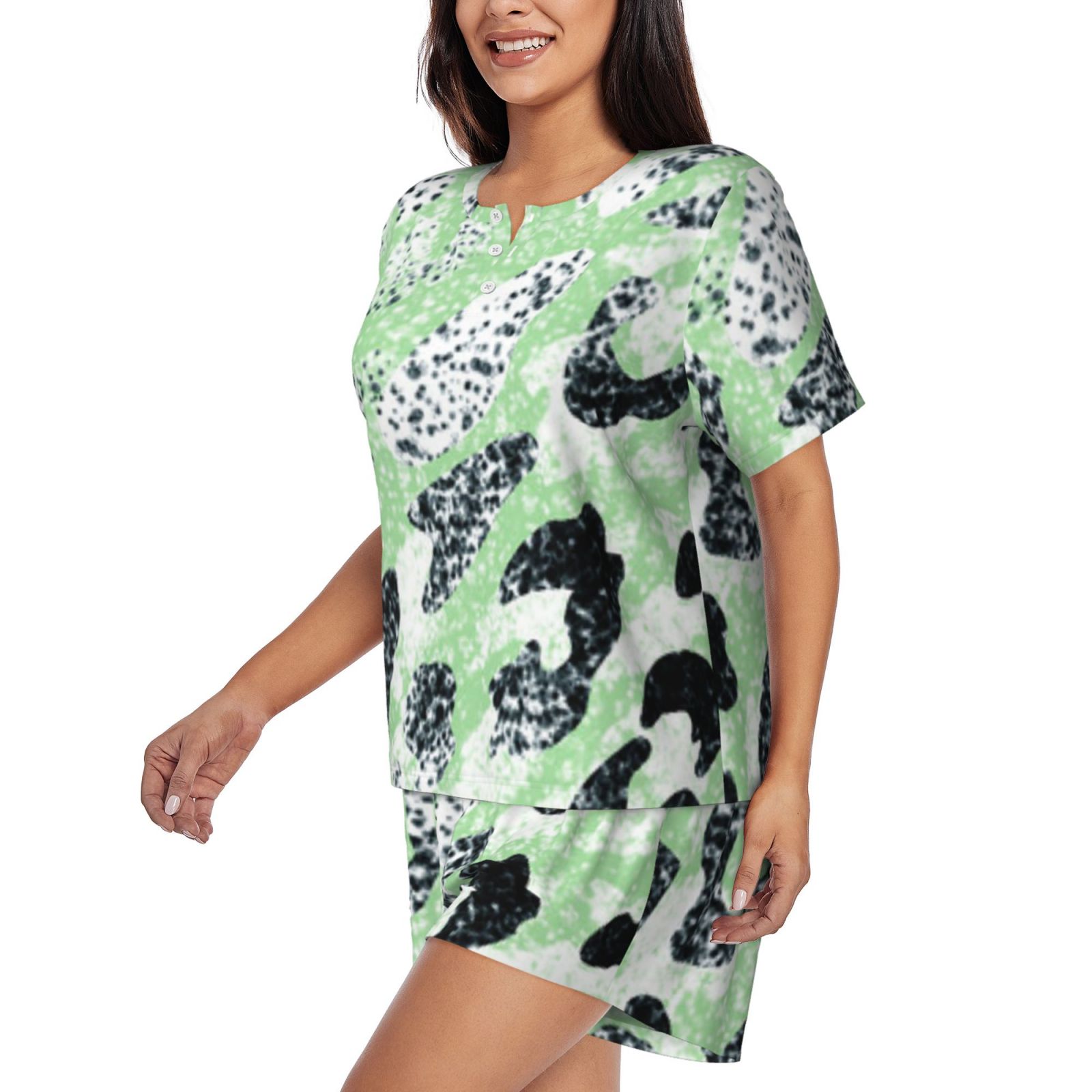 Women's round neck short sleeve pajama set