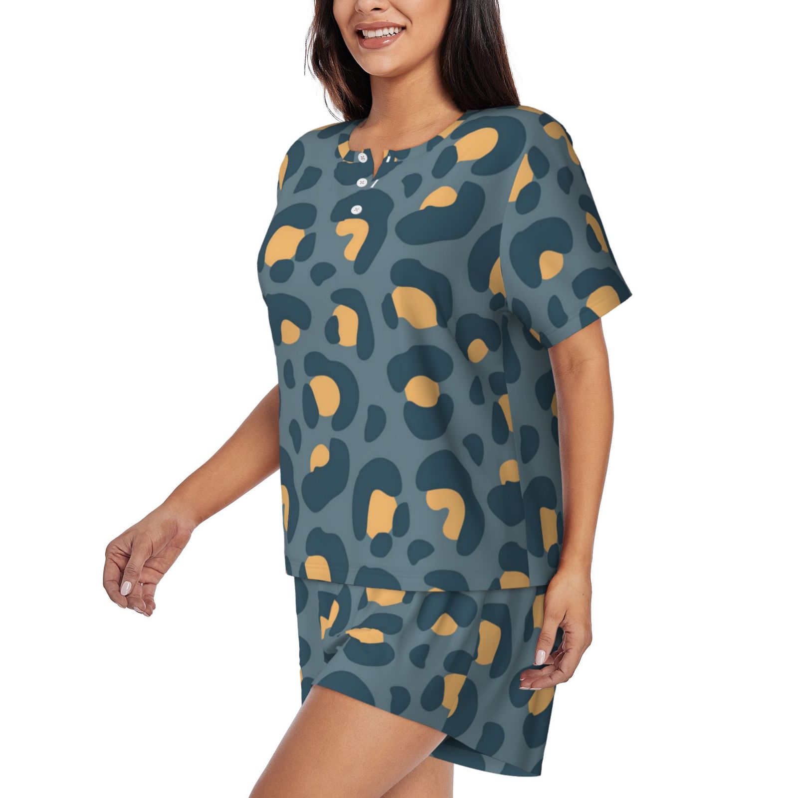 Women's round neck short sleeve pajama set