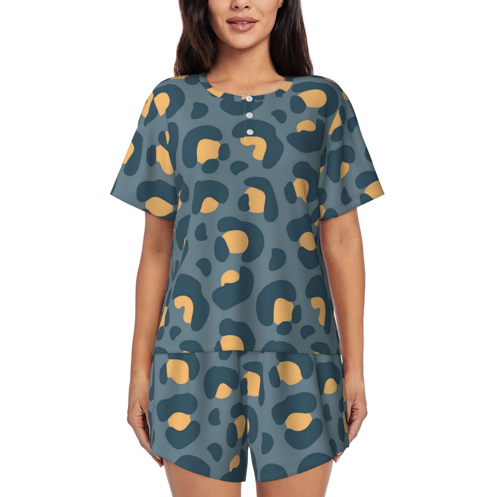 Women's round neck short sleeve pajama set