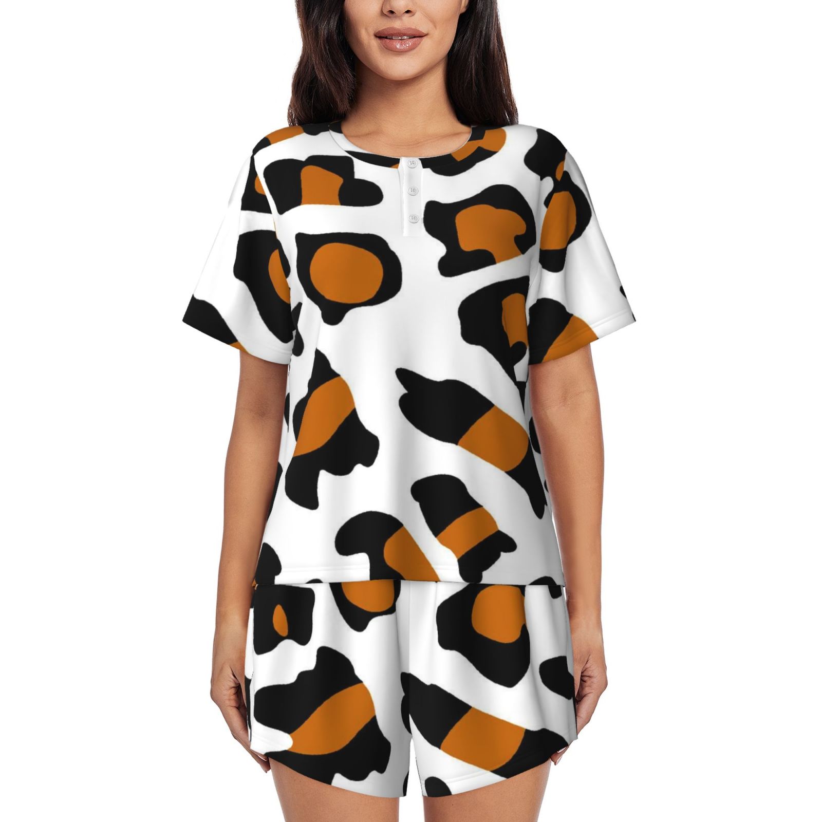 Women's round neck short sleeve pajama set