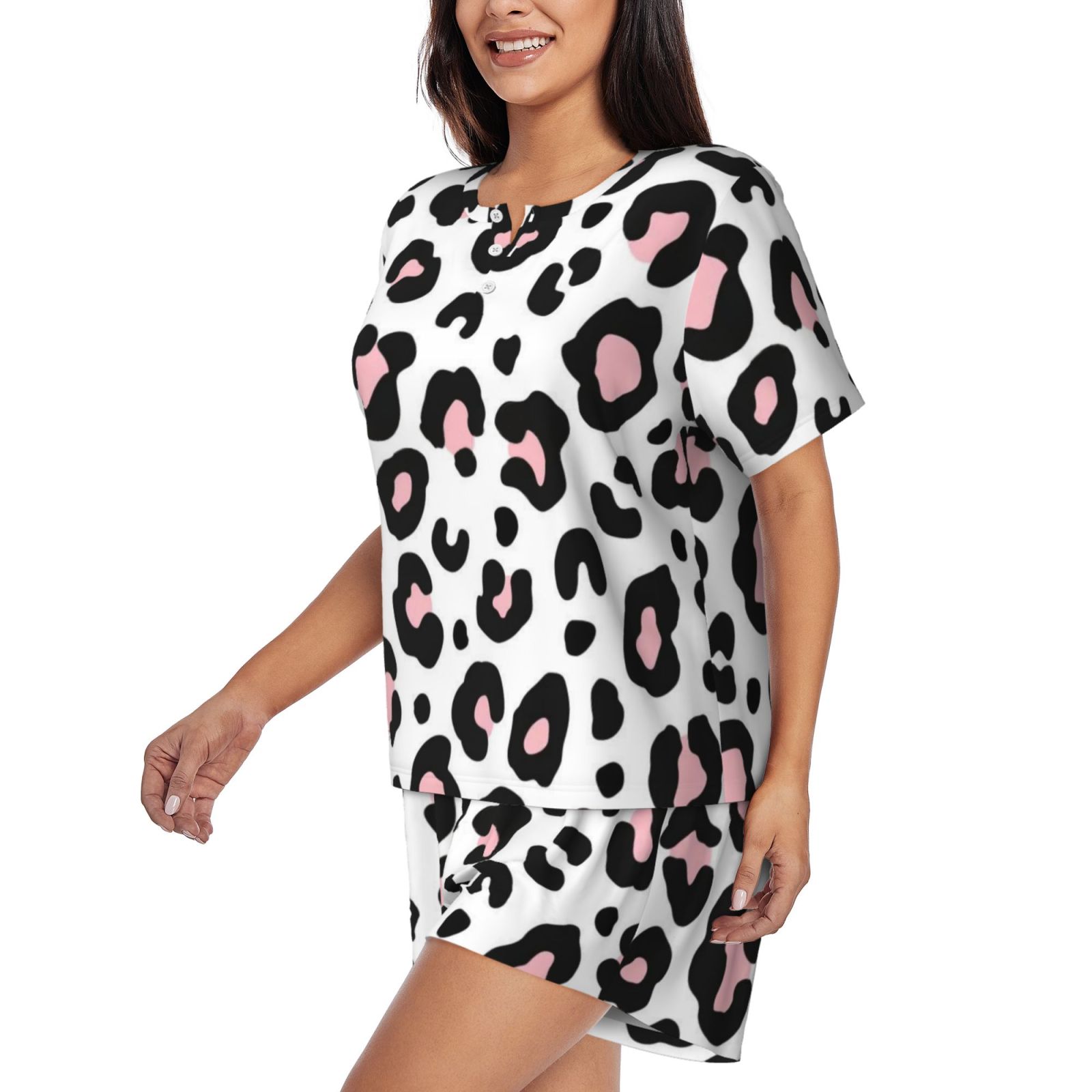 Women's round neck short sleeve pajama set